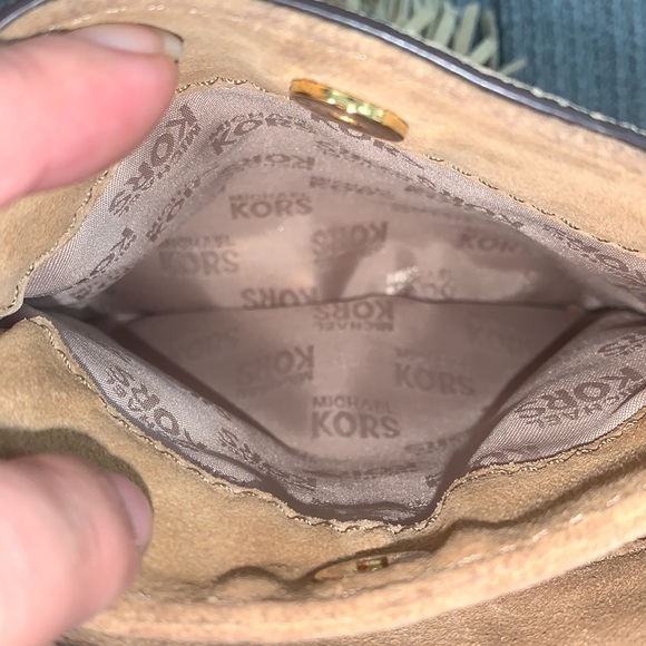 Michael Kors Crossbody Bag Womens Small Tan Suede Whipped Chelsea Shoulder Purse - Picture 17 of 17